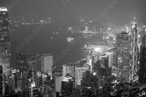 Hong Kong Black White Skyline
