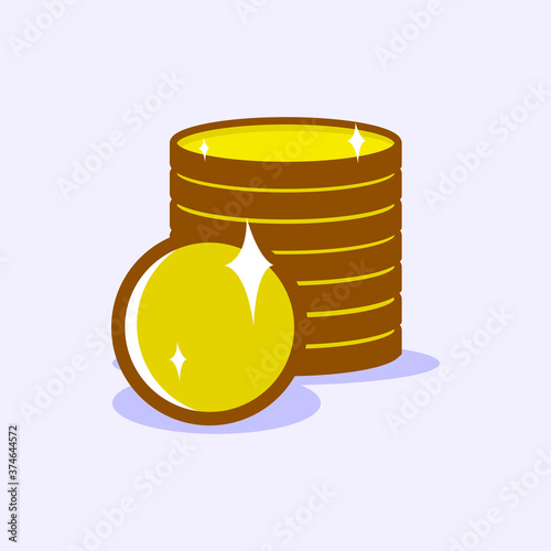 Simple vector illustration of a pile of coins. Shiny and glowing. Small change.