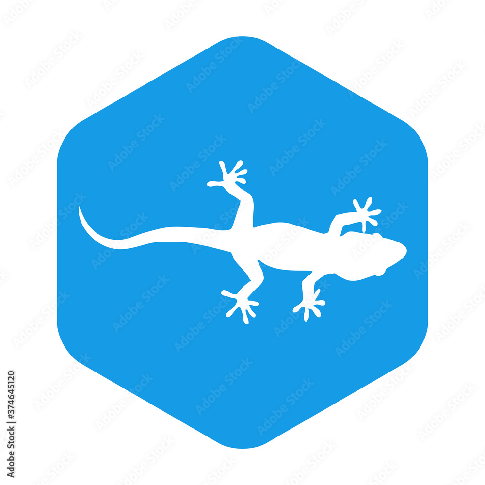 Silueta de lagarto en hexágono de color azul Silueta de lagarto en hexágono de color azul