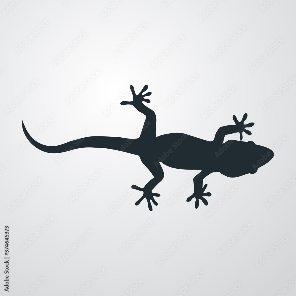 Fototapeta premium Silueta de lagarto en fondo gris