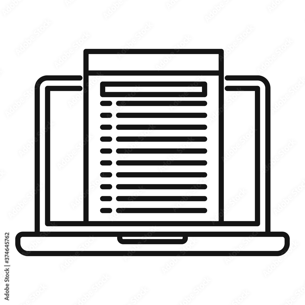 Laptop audit icon. Outline laptop audit vector icon for web design isolated on white background Laptop audit icon. Outline laptop audit vector icon for web design isolated on white background