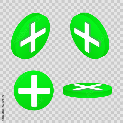 Three dimensional plus or medical cross symbol vector design