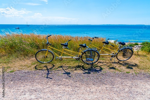 Tandem bike on the island of Ven in Sweden.  photo