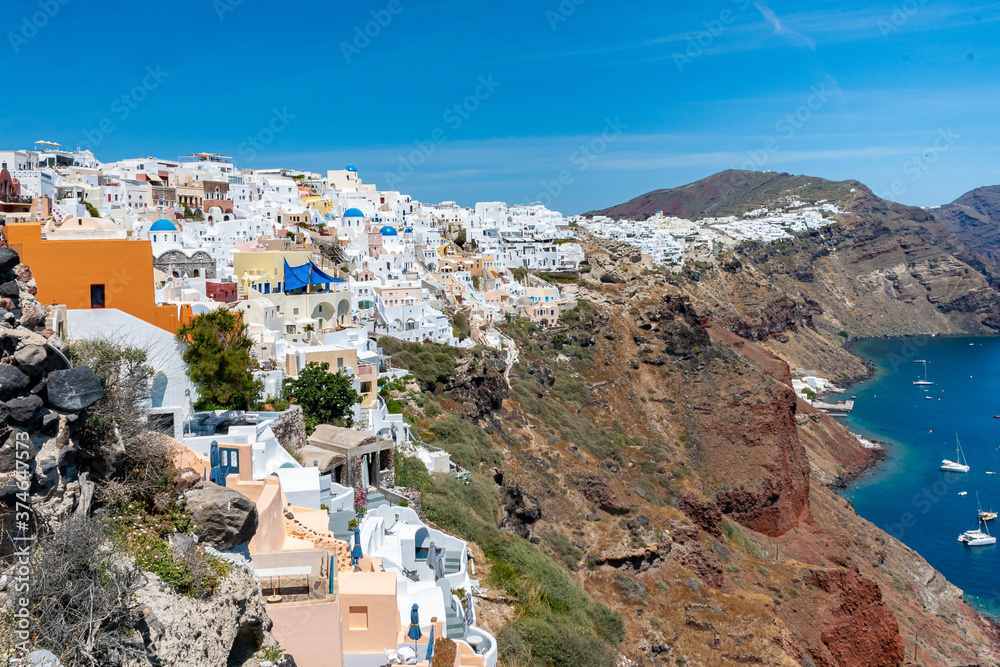 Oia, Santorini. Views of the iconic town in Greece. 