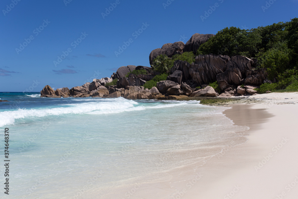 Tropical paradise of one of the Seychelles islands