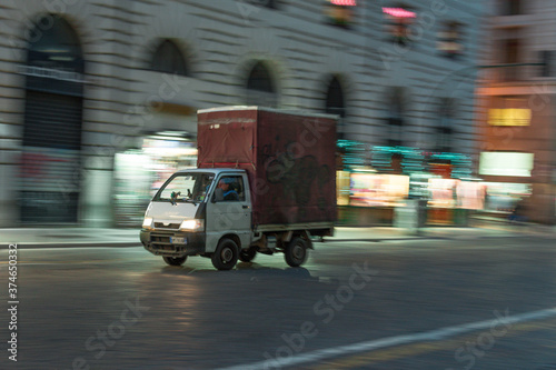 Barcelona, Spain; April 4, 2019: Little mini van utilitary in the city. Porter photo