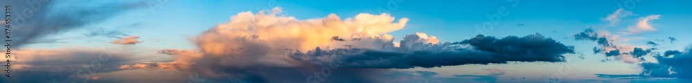 Fantastic dark thunderclouds at sunrise