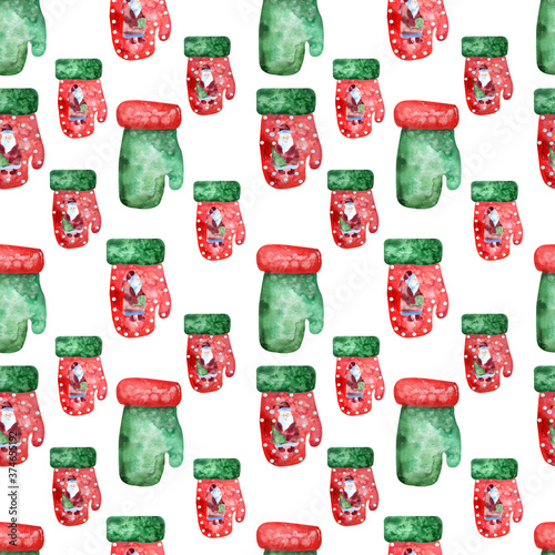Christmas mittens illustration of an isolated object on a white background. For postcard design and decoupage