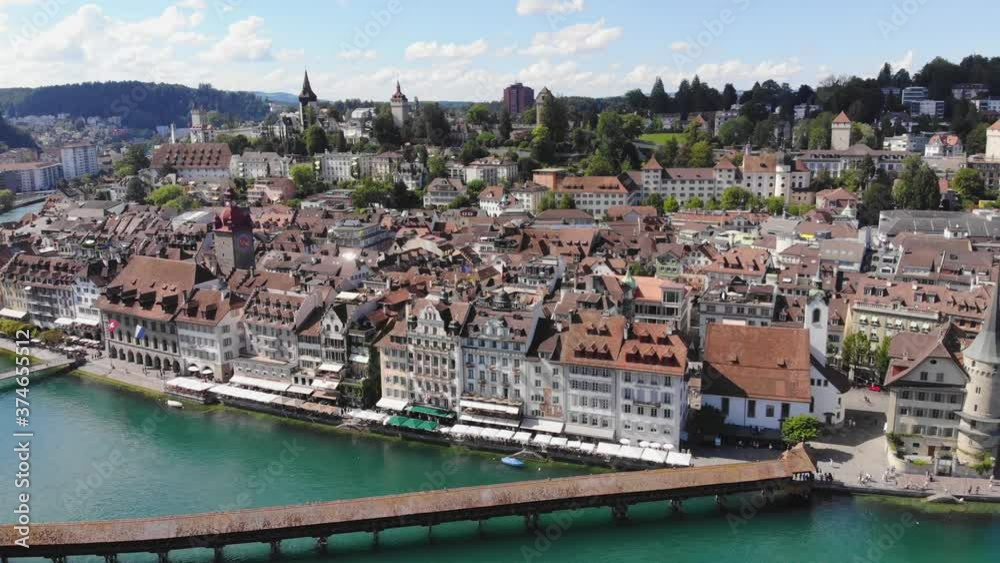 Flight over the city of Lucerne in Switzerland - travel photography Flight over the city of Lucerne in Switzerland - travel photography