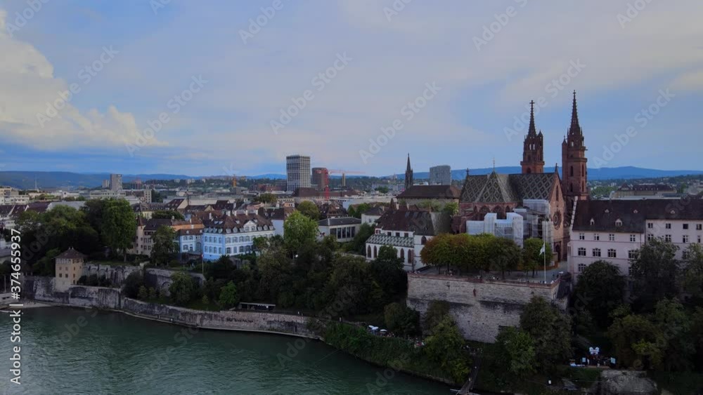 Evening view over the city of Basel in Switzerland - travel photography Evening view over the city of Basel in Switzerland - travel photography