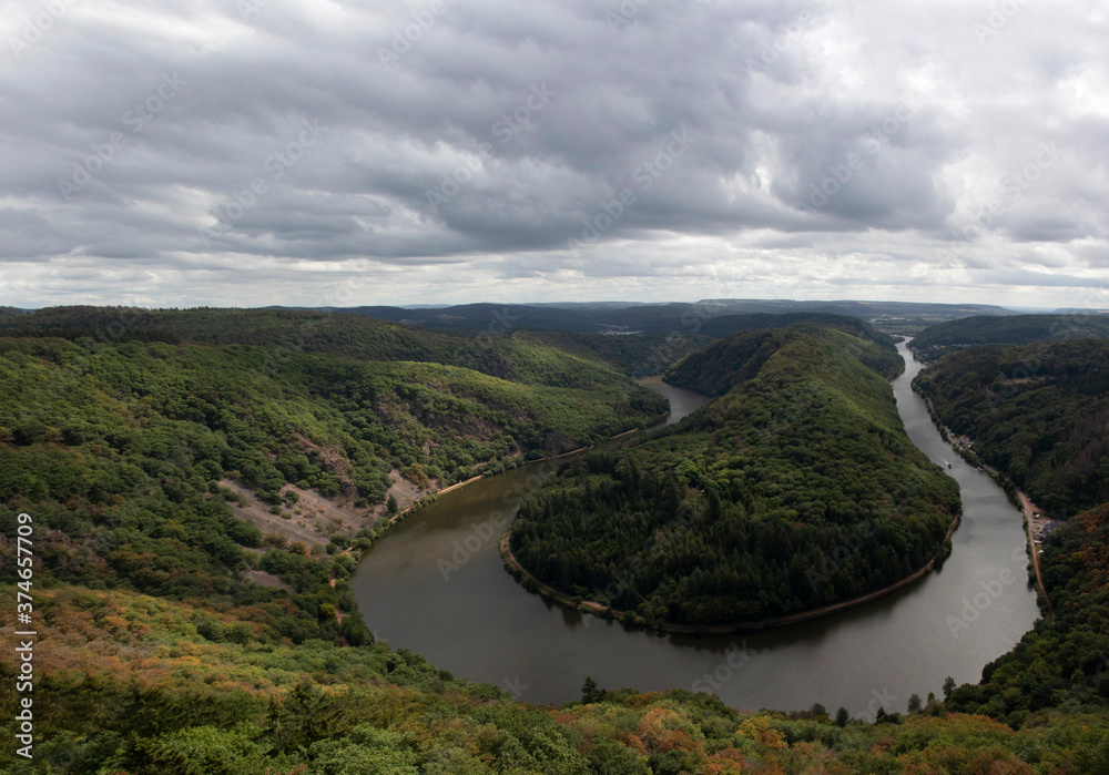 Naklejka premium Aerial view on the Saar river