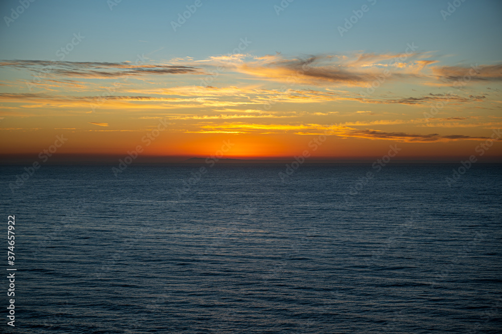 5 days after the annoucement of the covid-19 pandemic, sunrise over the Southern Ocean from Bird Rock Lookout, Torquay, Victoria, Australia