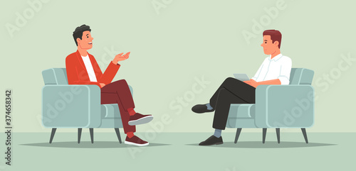 Interview with a famous person. Television or internet broadcast where a journalist talks to a celebrity