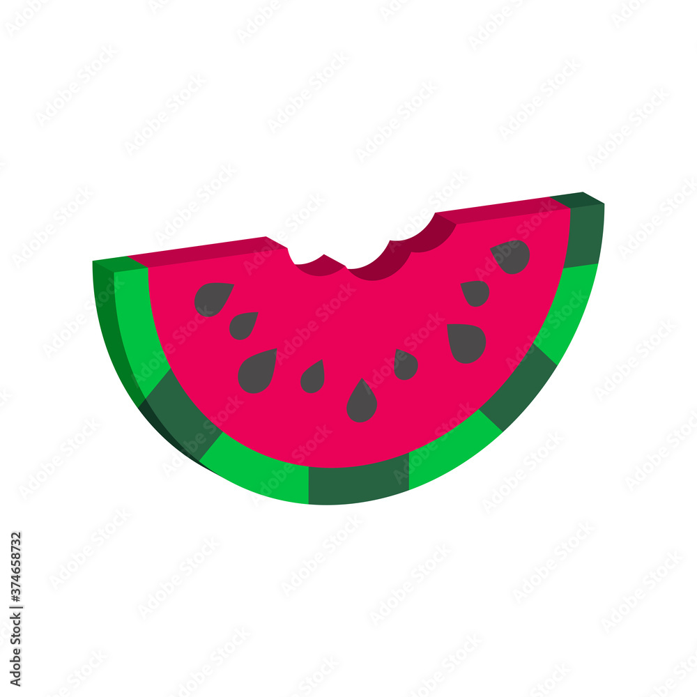 Watermelon slice.3d vector illustration and isometric view. Watermelon slice.3d vector illustration and isometric view.