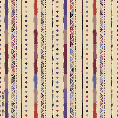 Ethnic seamless pattern in native style. Tribal vector seamless pattern with native American Indian symbols. Boarder pattern. Hand-drawn indian background vector. Native american tent pattern