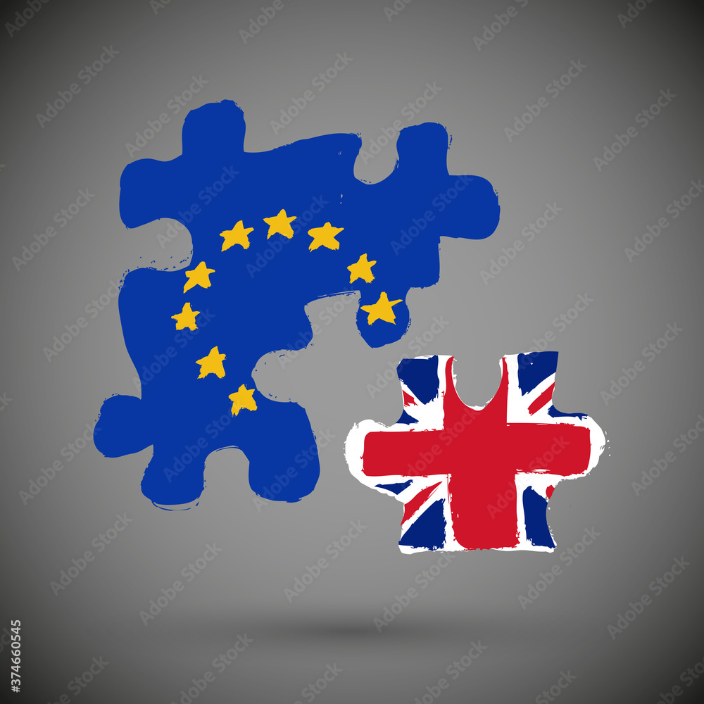 Naklejka premium Britain Brexit Vote Decision Graphic - Disintegrated Puzzle