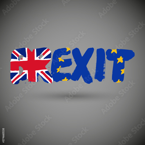 Brexit referendum concept about UK (United Kingdom or British) withdrawal from the EU (European Union) often shortened to Brexit. The flags of UK half with EU. For Brexit referendum campaign.