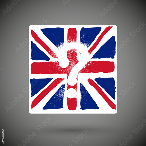 Brexit UK referendum concept with flag and question mark symbolising uncertainty