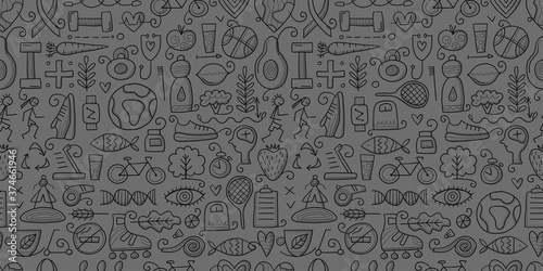 World health day. Seamless Pattern with healty lifestyle for your design