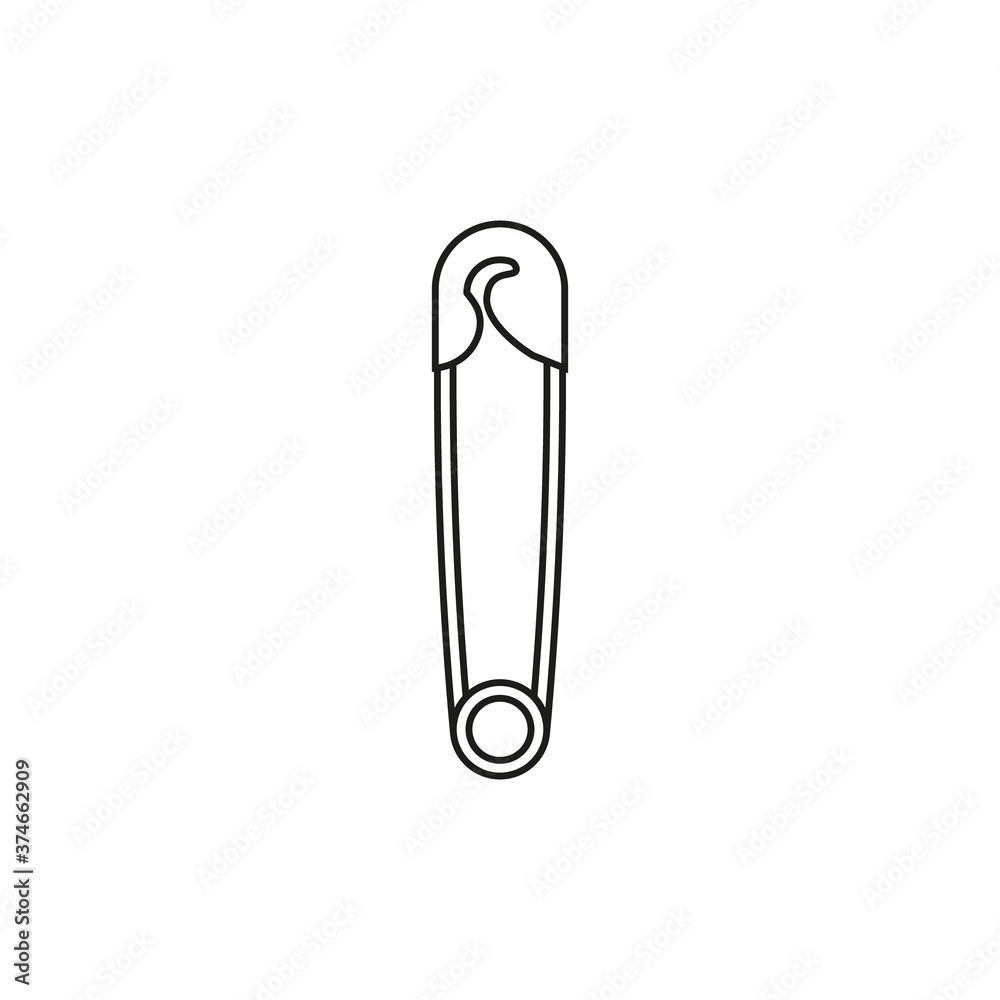Safety pin icon. Closed safety pin. Vector. Line style. Safety pin icon. Closed safety pin. Vector. Line style.