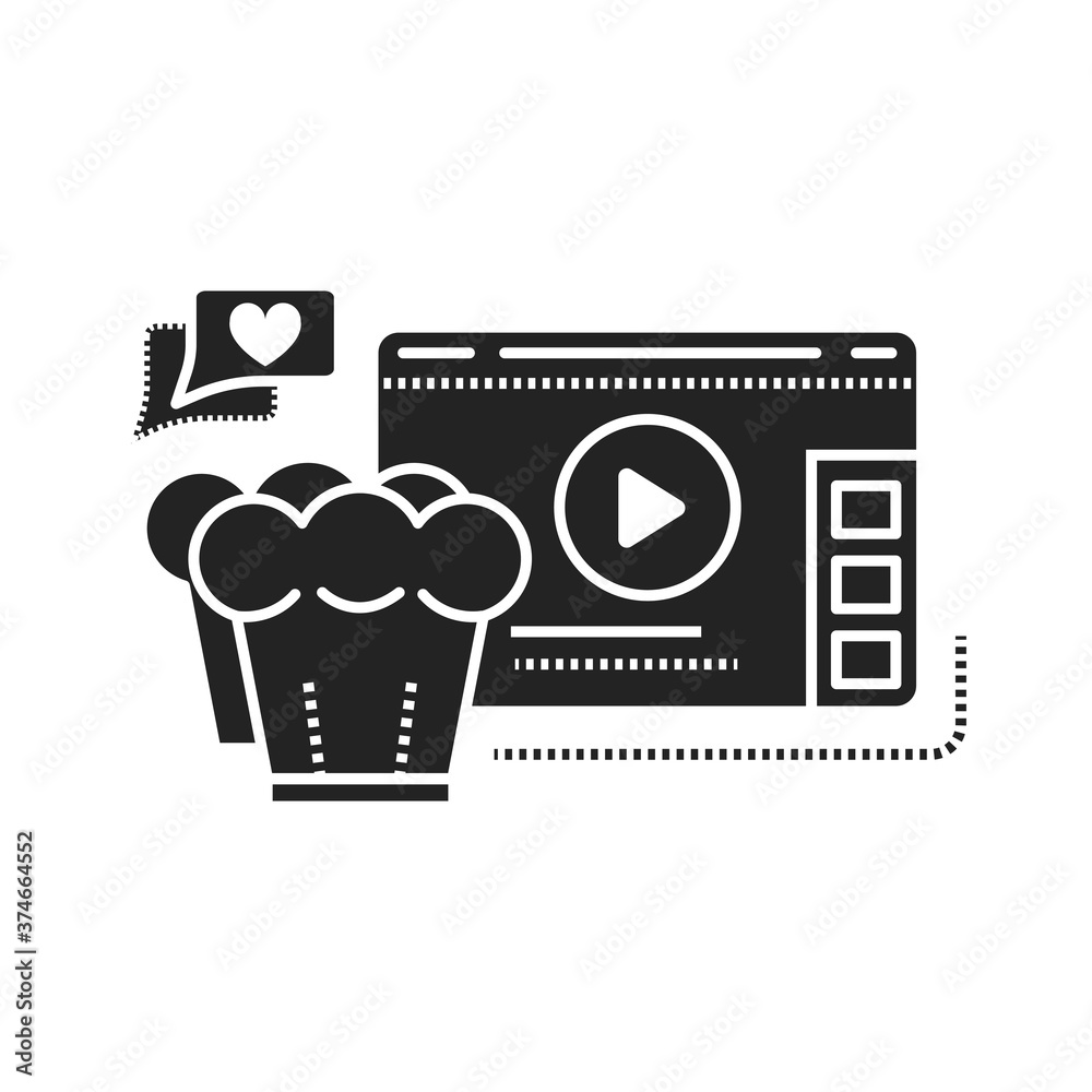 Food blog web site black glyph icon. Cooking video. Online recipes sign. Pictogram for web page, mobile app, promo. UI UX GUI design element. Food blog web site black glyph icon. Cooking video. Online recipes sign. Pictogram for web page, mobile app, promo. UI UX GUI design element.