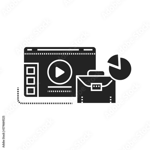 Business and marketing blog black glyph icon. Online business speaker. Product promotion, sales growth strategies. Pictogram for web page, mobile app, promo. UI UX GUI design element.