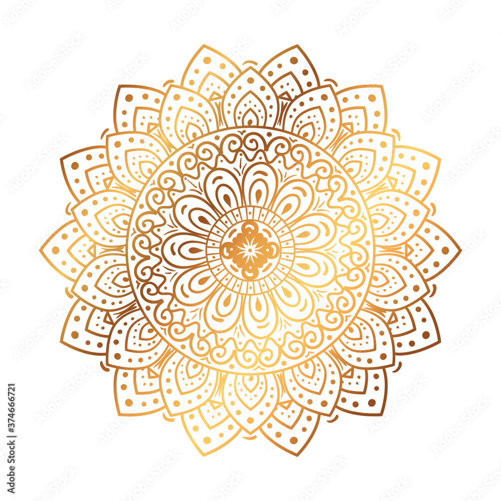 golden flower mandala in white background vector illustration design