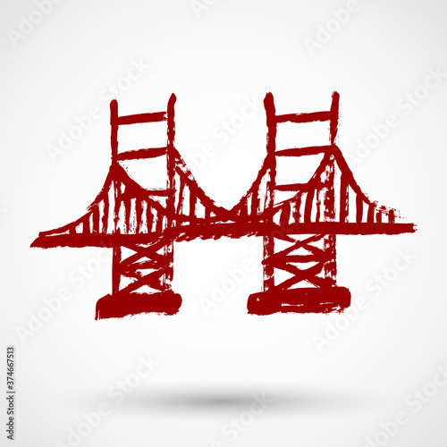 Grunge illustration of San Francisco Golden Gate bridge