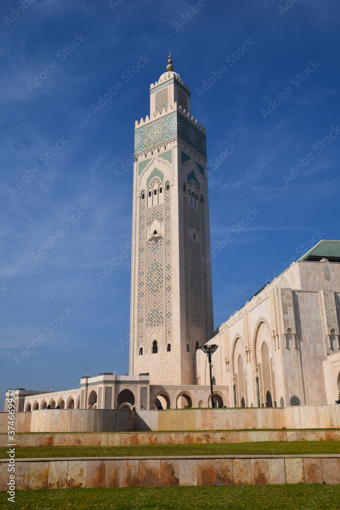 minaret of hassan ii mosque casablanca, morocco