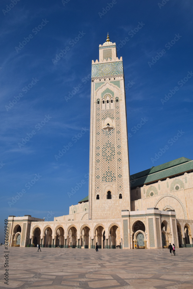 Hassan II Mosque in Casablanca front view, Morocco