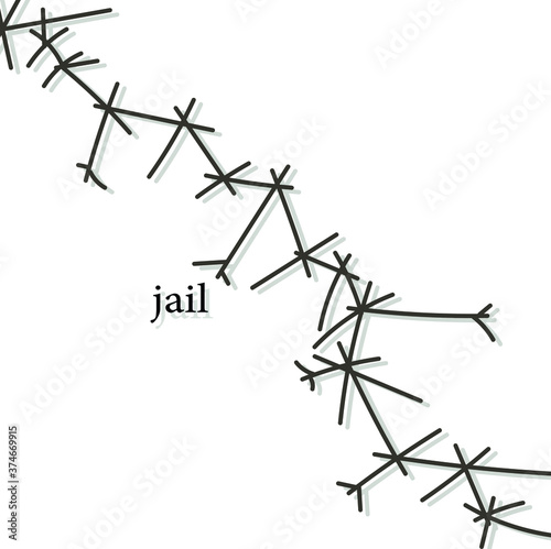 Barbed wire and word "jail"