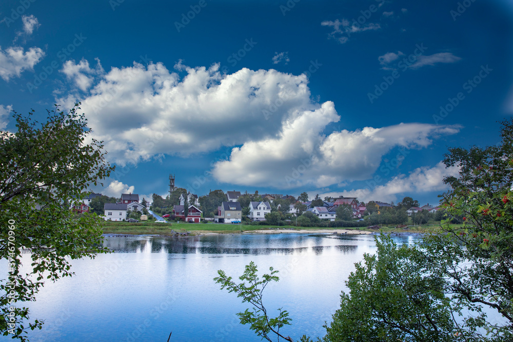 Fototapeta premium Smal lake in city , Northern Norway