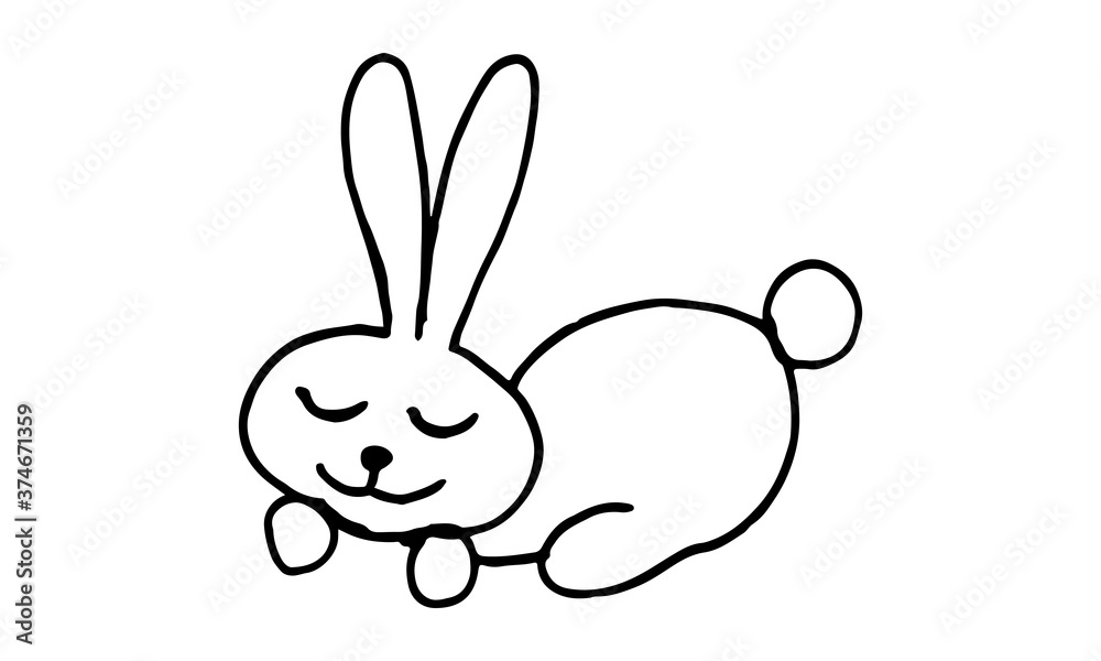 Cute Easter bunnies. Hand drawn vector illustration in doodle style. Festive characters. Line art drawing Cute Easter bunnies. Hand drawn vector illustration in doodle style. Festive characters. Line art drawing