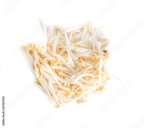 Bean sprouts isolated on white background topview