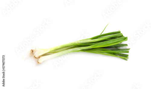 Chopped green onion isolated on white background.