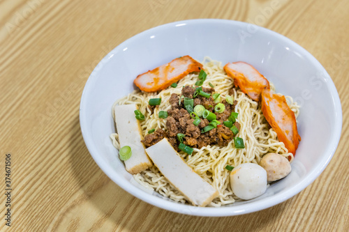 Kolo mee, or dry noodle. Popular food in Sarawak,  Malaysia