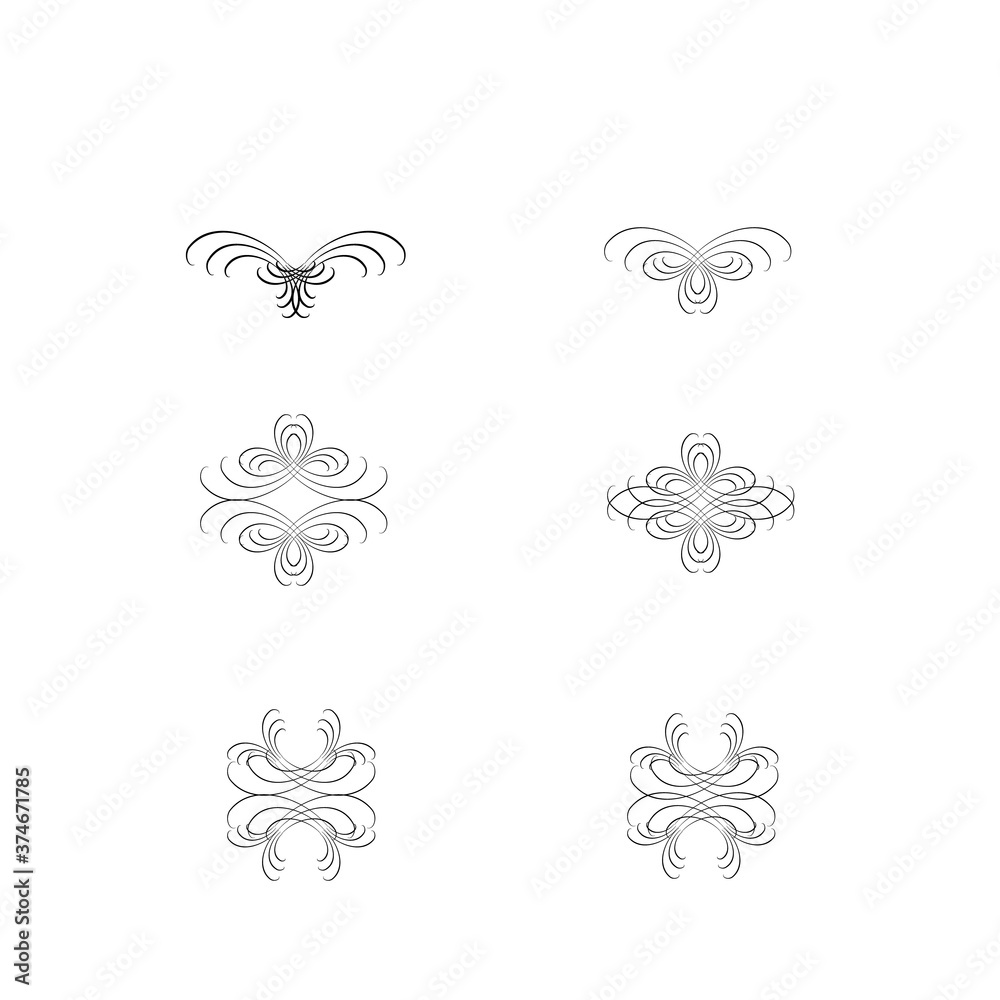 Decorative swirl divider. Elegance line set Vector