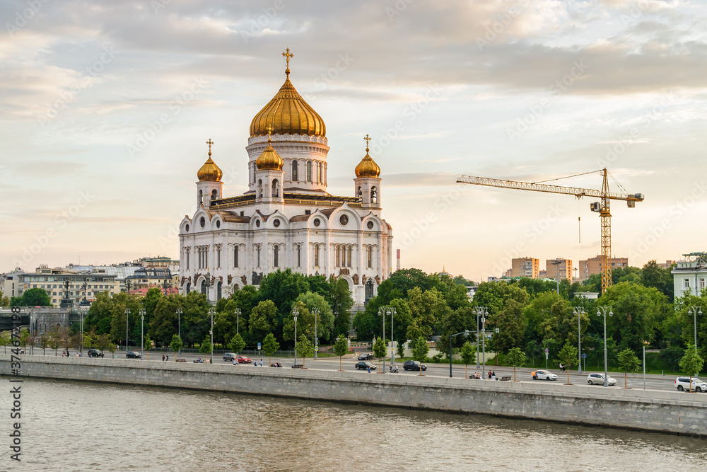 Sunset view of Cathedral of Christ the Saviour, Moscow, Russia.