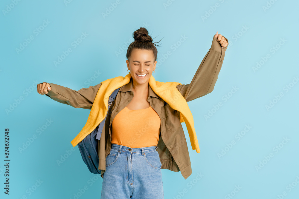 young woman on bright color background young woman on bright color background
