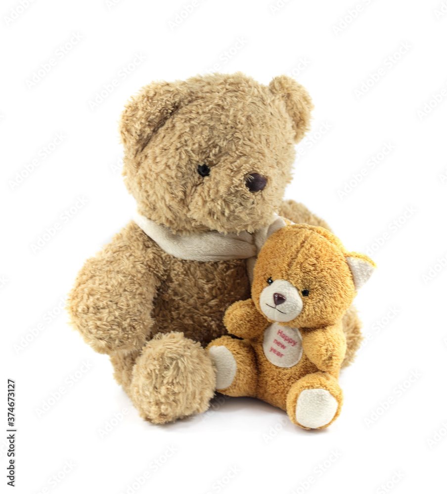 Brown teddy bear isolated on white background