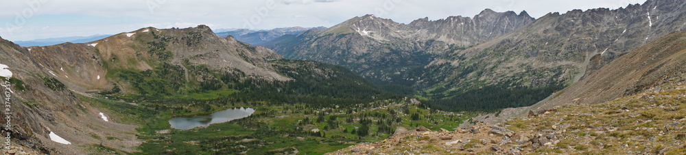 Panoramic view seen from Arapahoe Pass, Roosevelt National Forest, Colorado, USA