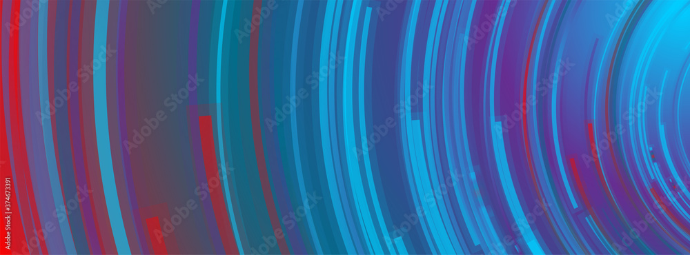 Bright circular lines abstract futuristic technology banner design. Vector background - obrazy, fototapety, plakaty 