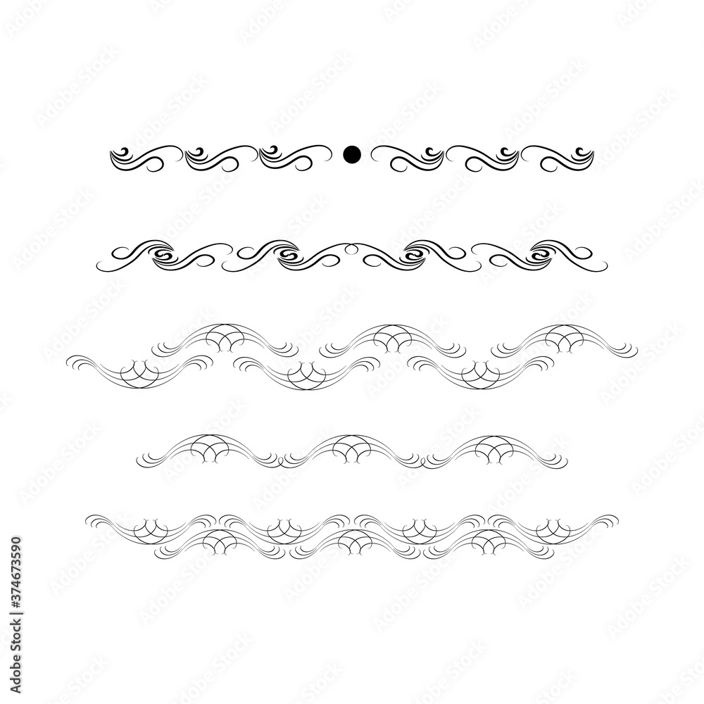 Decorative swirl divider. Elegance line set Vector Decorative swirl divider. Elegance line set Vector