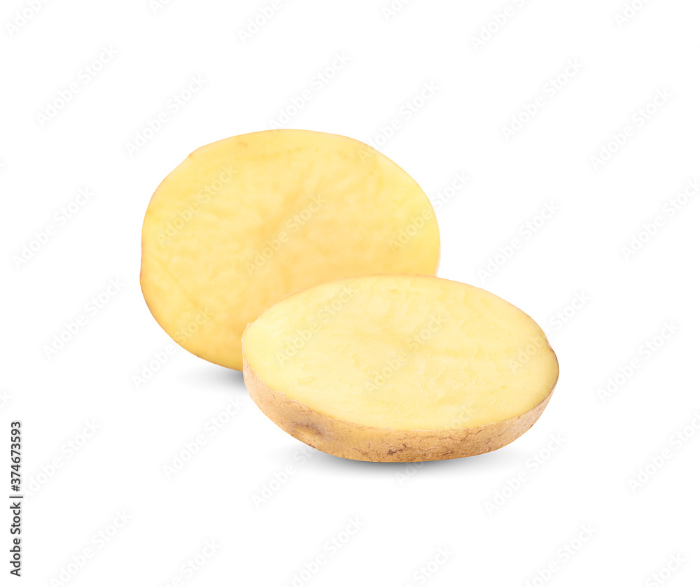 sliced potato isolated on white background. sliced potato isolated on white background.