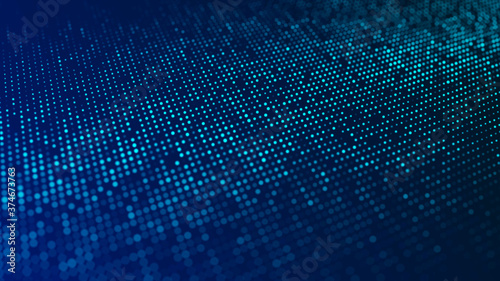 Network connection structure. Perspective grid. Technology wave. Big data visualization. Technological background. 3d rendering.
