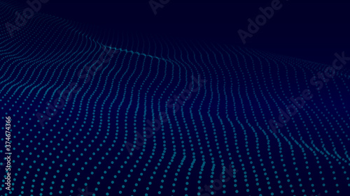 Wave 3d. Wave of particles. Futuristic point wave. Design for poster. Technology background. illustration.