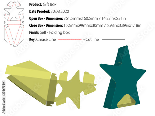 Gift box star for many products die cut selflock vector