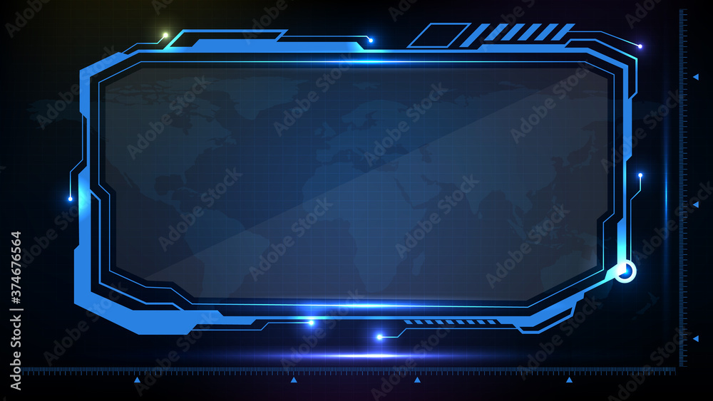 Abstract futuristic background. Blue glowing technology sci fi frame hud ui Abstract futuristic background. Blue glowing technology sci fi frame hud ui