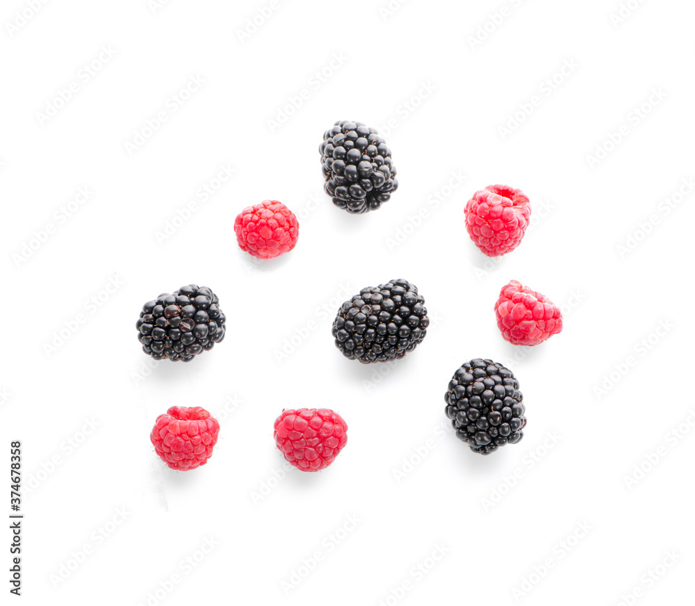 raspberry and blackberry isolated on white background raspberry and blackberry isolated on white background