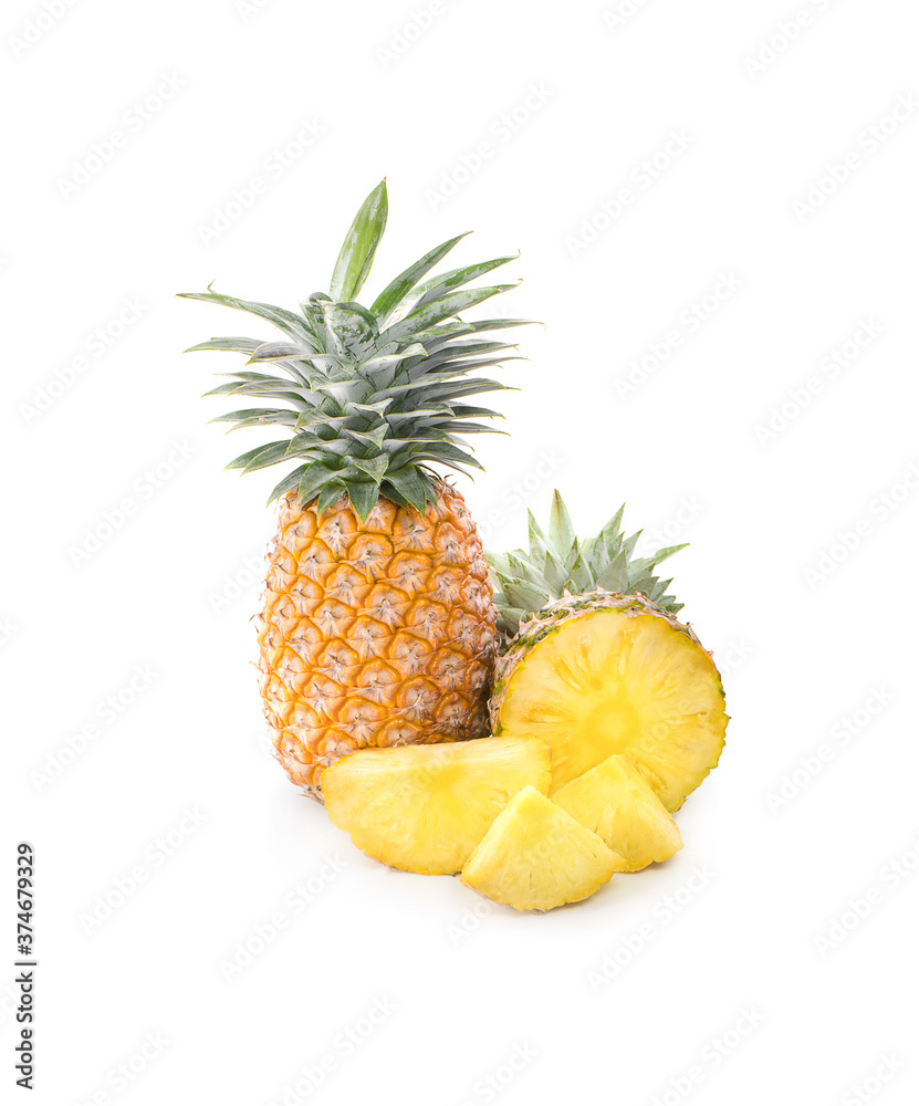 pineapple slices isolated on white background pineapple slices isolated on white background